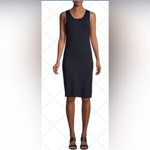 525 America Chic Navy Sleeveless Dress with White Trim